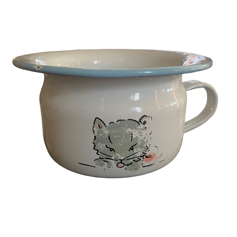 Vintage Child's Enamelware Chamber Pot Potty - Krueger Nursery Farmhouse Decor